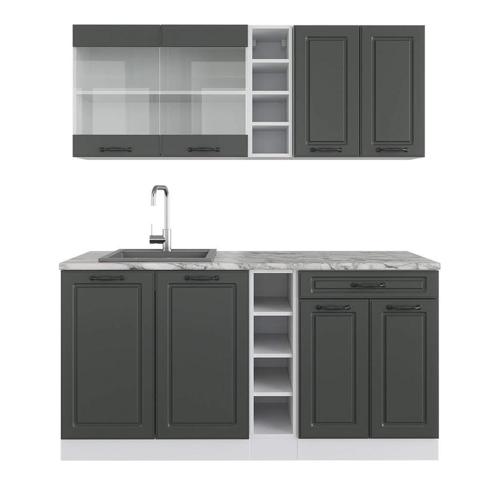 Vicco Singleküche Anthrazit, Weiß 160x81.6x60 cm
