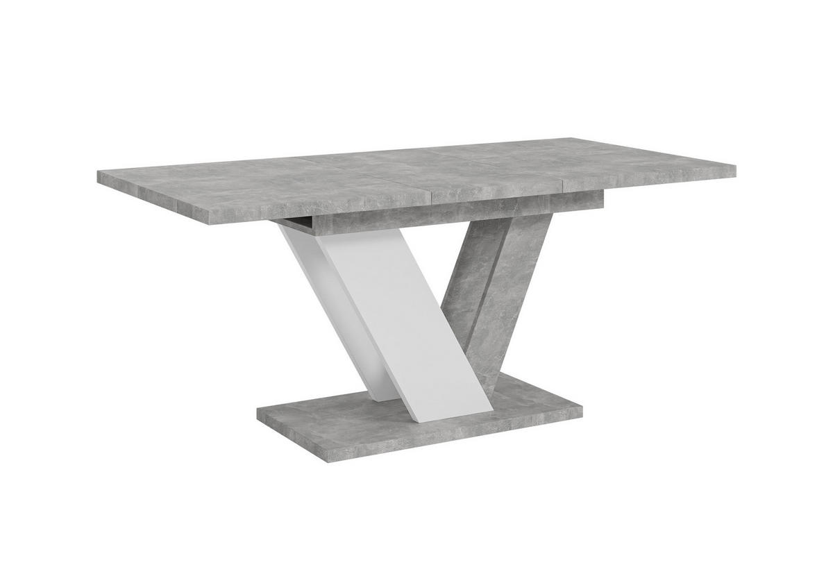 ESSTISCH Grau Betonoptik und Weiß Ausziehbar 120 - 160 cm - Weiß/Grau, Holzwerkstoff (120/80/76cm) - PROSPERO