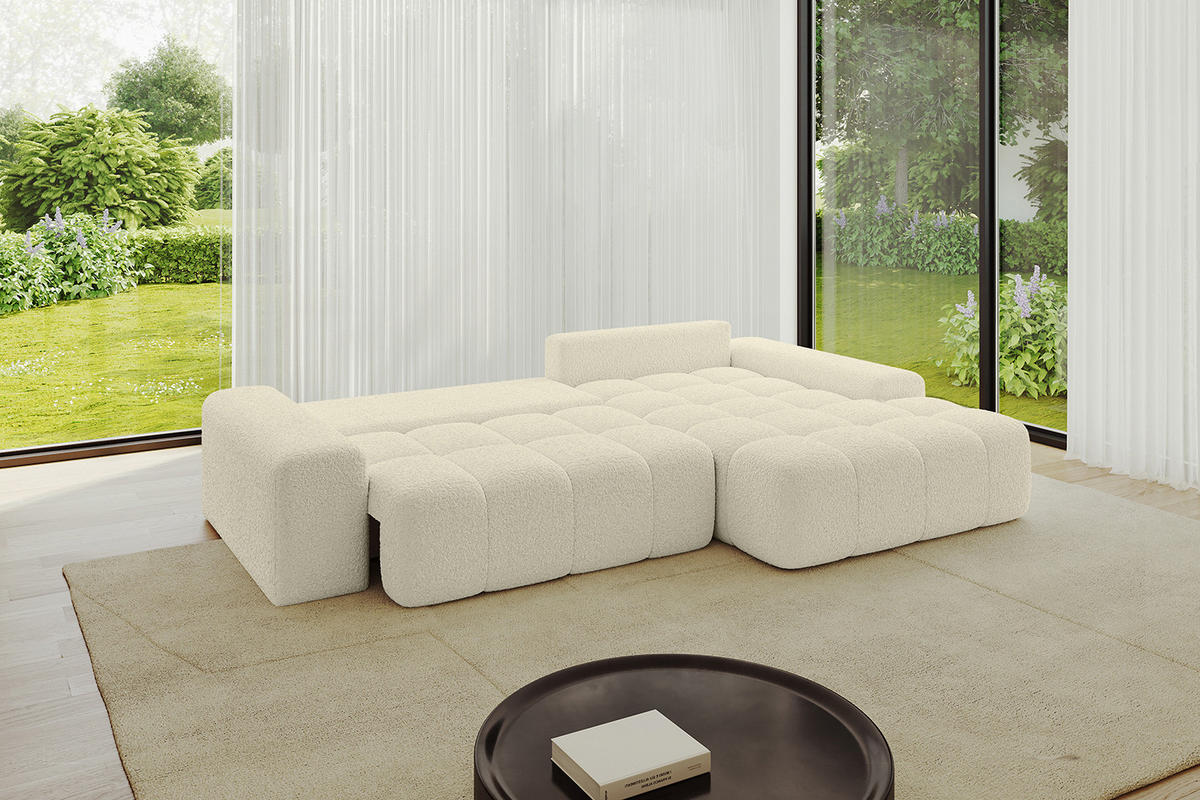 ECKSOFA Ottomane Rechts ENSI-L - 267x164x88 cm Creme - Creme, Holzwerkstoff/Kunststoff (164/267cm) - ALTDECOR