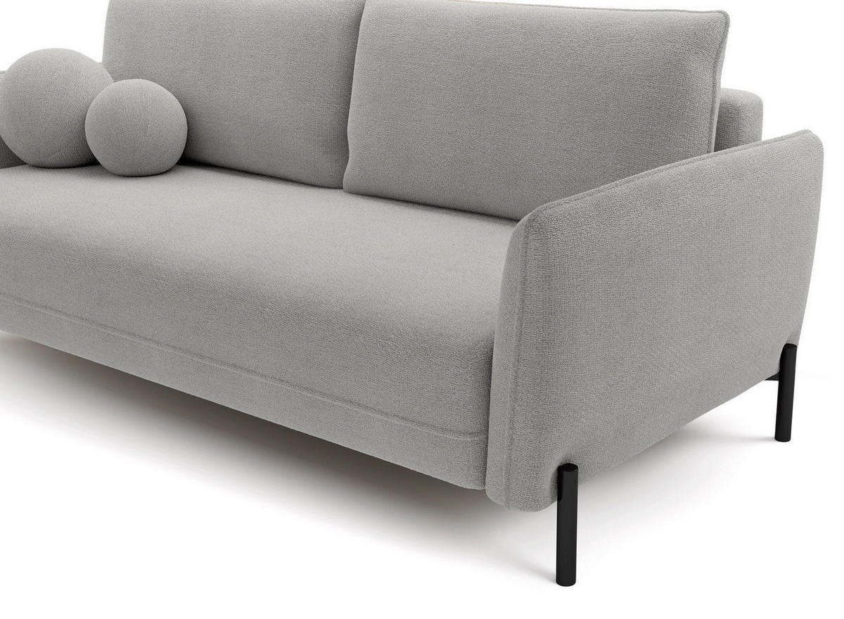 SOFA Veruco Grau mit Schlaffunktion - Schwarz/Grau, Textil/Metall (234/90/100cm) - Selsey