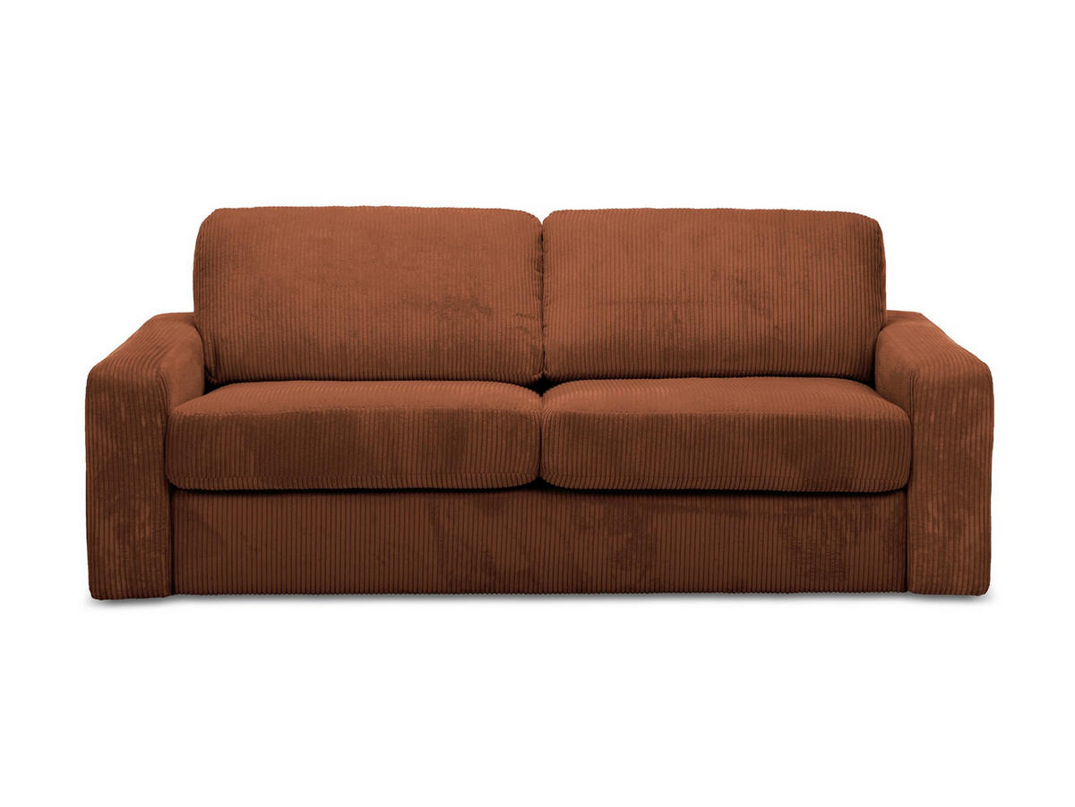 3-SITZER SOFA mit Schlaffunktion Cord Stoff Orange - Pink/Terracotta, Kunststoff/Textil (195/80/100cm) - LaMiaSofa