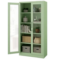 VITRINENSCHRANK abschließbar ELLO mit Glastüren 185x90x40cm Pastellgrün - Pastellgrün, Metall (90/185/40cm) - DELUKE