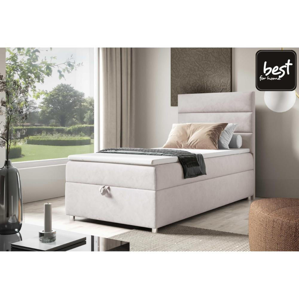 BOXBETT mit Bettkasten Trinity K4-SINGLE Bonellfederkern inkl. Topper - Creme, Holz/Holzwerkstoff (100/200cm) - Best For Home