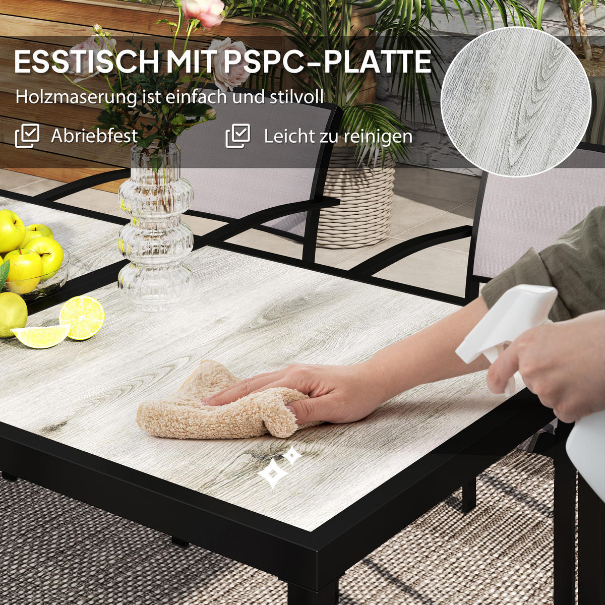 SITZGRUPPE 7 tlg. Essgruppe Grau - Grau, Metall - Outsunny
