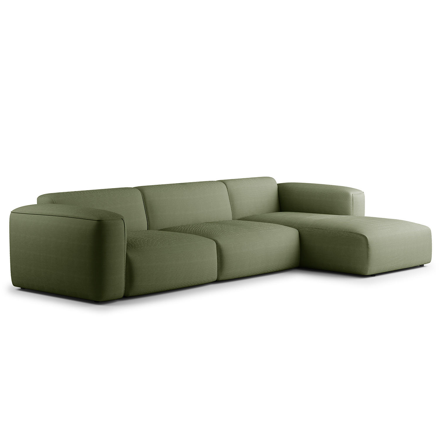 3-SITZER ECKSOFA mit Longchair - Dunkelgrün/Schwarz, Textil (317/173cm) - home24