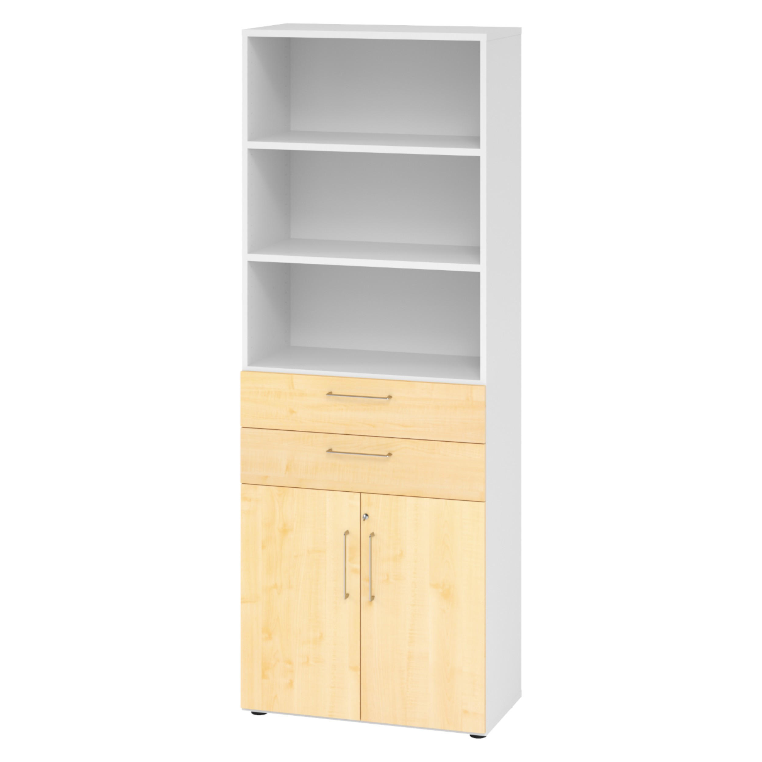 KOMBISCHRANK - mit Schubladen 42/80/215,6 cm in Weiß/Ahornfarben - Ahornfarben/Weiß, Holzwerkstoff (80/215.6/42cm) - bümö
