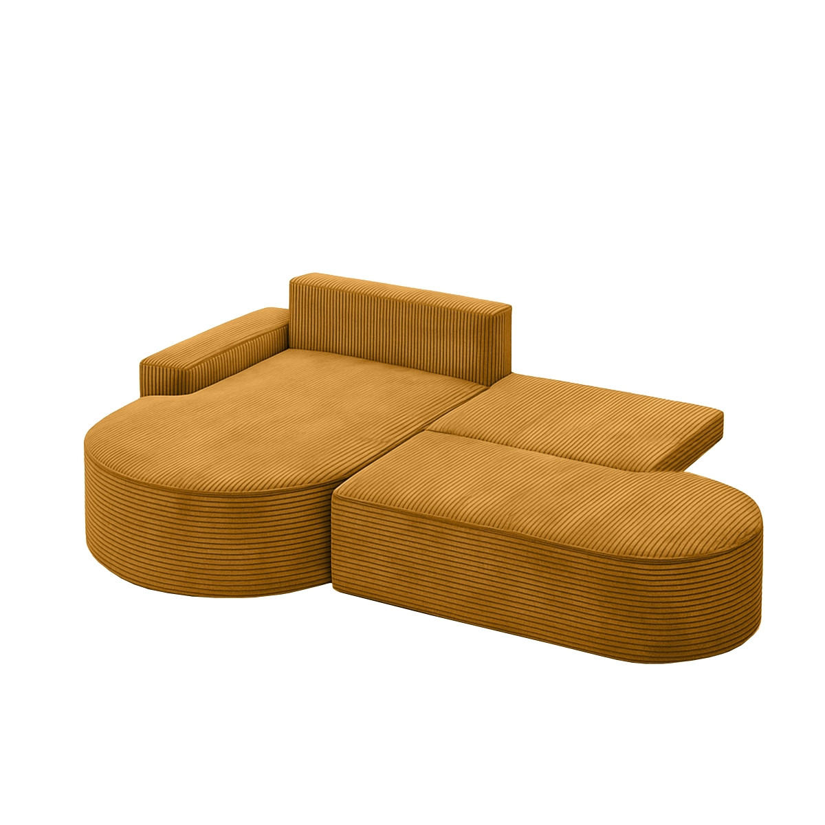ECKSOFA Modena Pro - Komfort Und Stil Stoff Poso Senffarbe Links - Currygelb, Holz (179/278cm) - Kaiser Möbel
