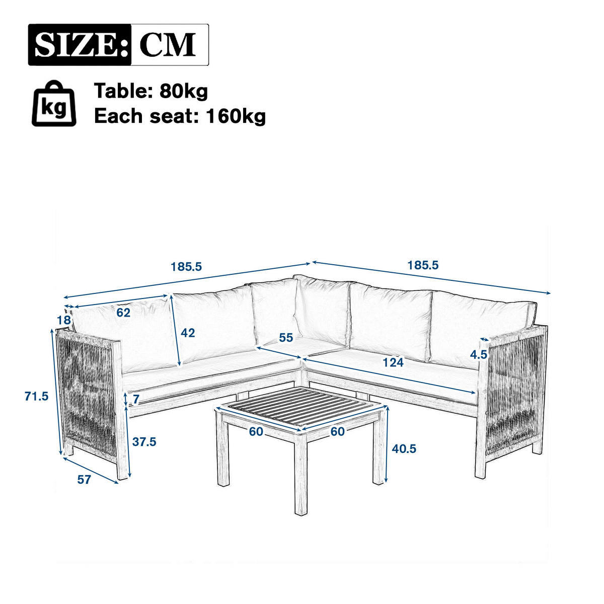 GARTENMÖBEL-SET, Ecksofa + Couchtisch, Akazienrahmen, Beige - Beige, Textil - FLIEKS