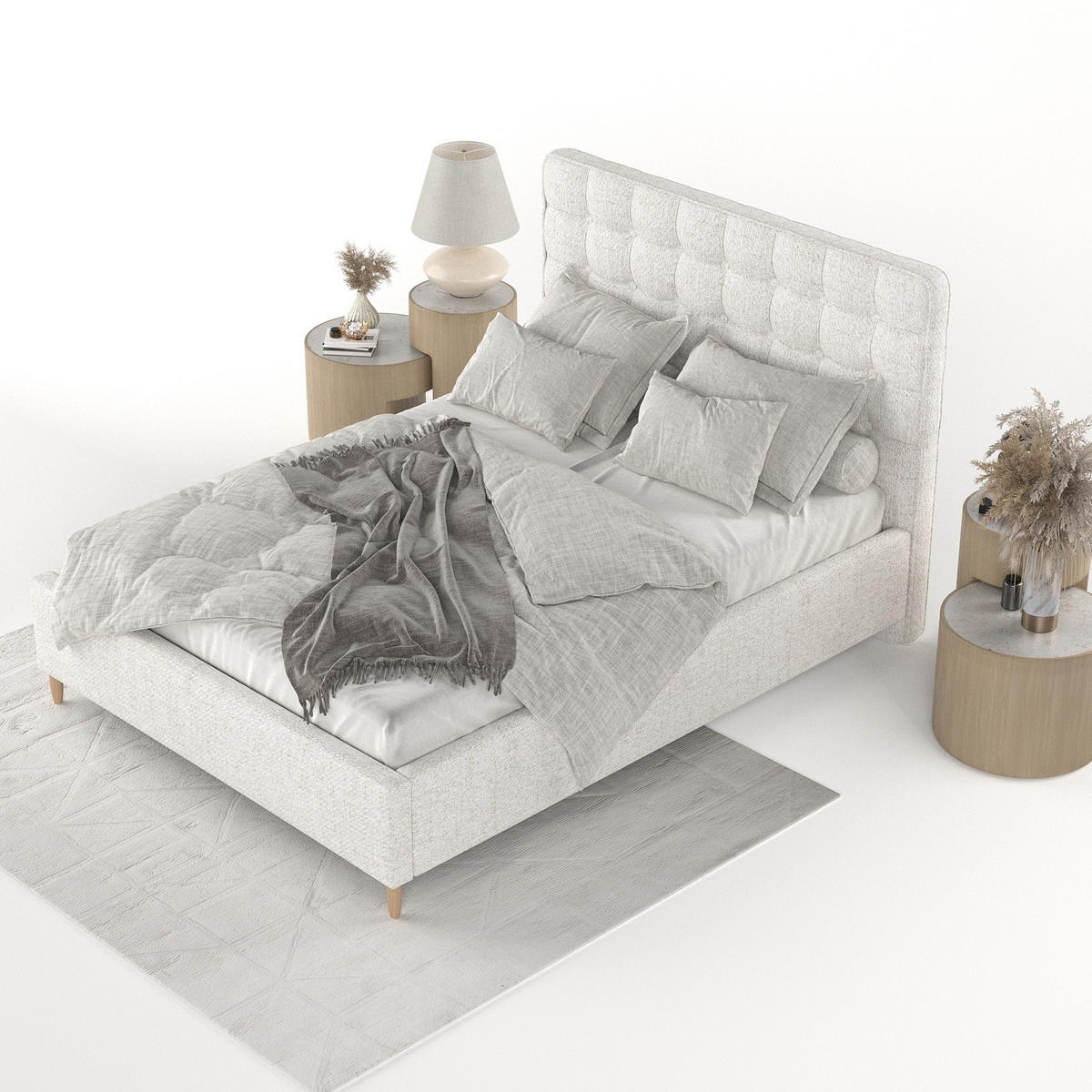 POLSTERBETT Paloma 120/200 cm Creme im Neve Stoff - Creme/Naturfarben, Holz/Holzwerkstoff (120/200cm) - AltaBeds