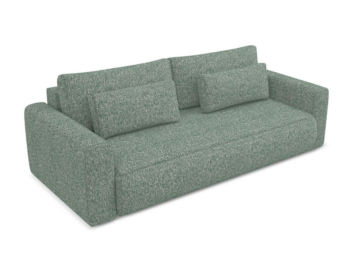 3-SITZER SOFA mit Schlaffunktion Strukturstoff Stoff Grün - Schwarz/Hellgrün, Kunststoff/Textil (238/82/105cm) - Makamii