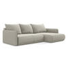 ECKSOFA mit Schlaffunktion Samt Stoff Creme - Perlmutt/Creme, Kunststoff/Textil (240/148cm) - Makamii