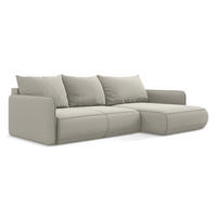 ECKSOFA mit Schlaffunktion Samt Stoff Creme - Perlmutt/Creme, Kunststoff/Textil (240/148cm) - Makamii