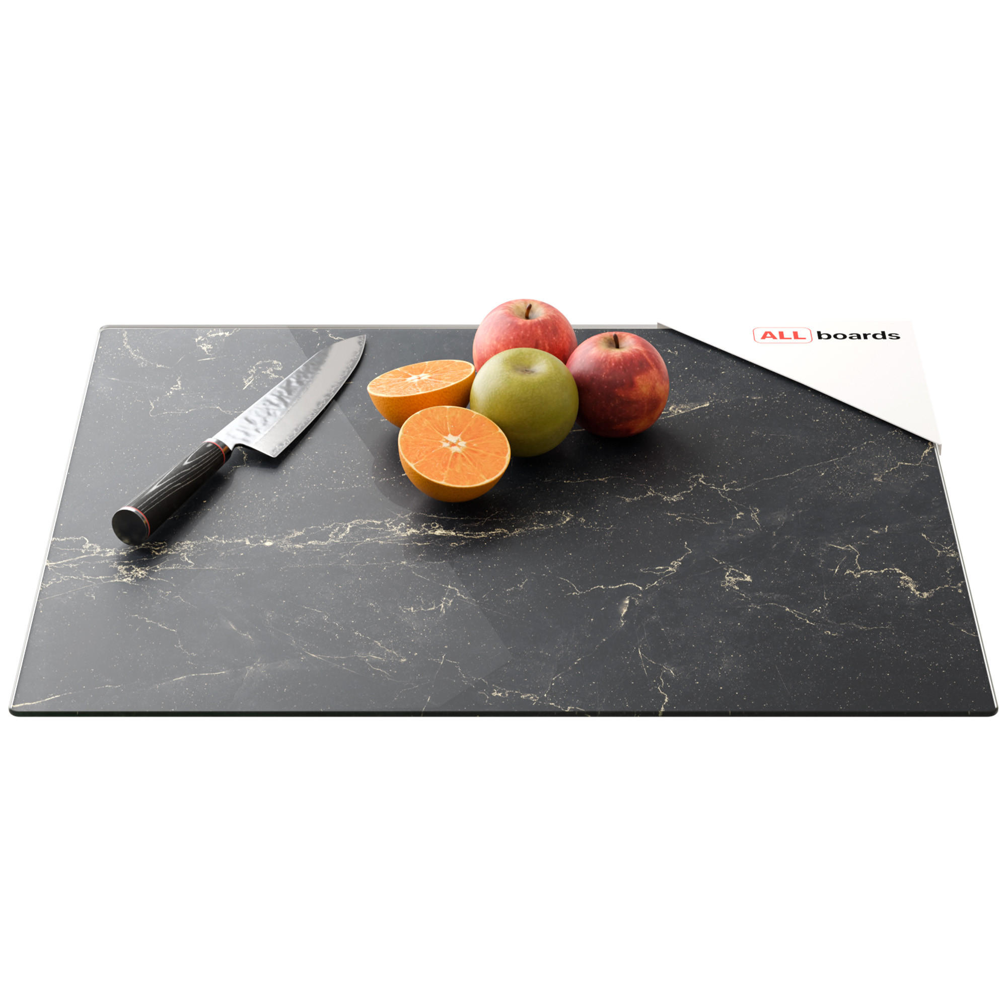 GLAS Herdabdeckplatte Schneidebrett SCHWARZER MARMOR 52x60 cm - Dunkelgrau, Glas (60/0.4cm) - ALLboards