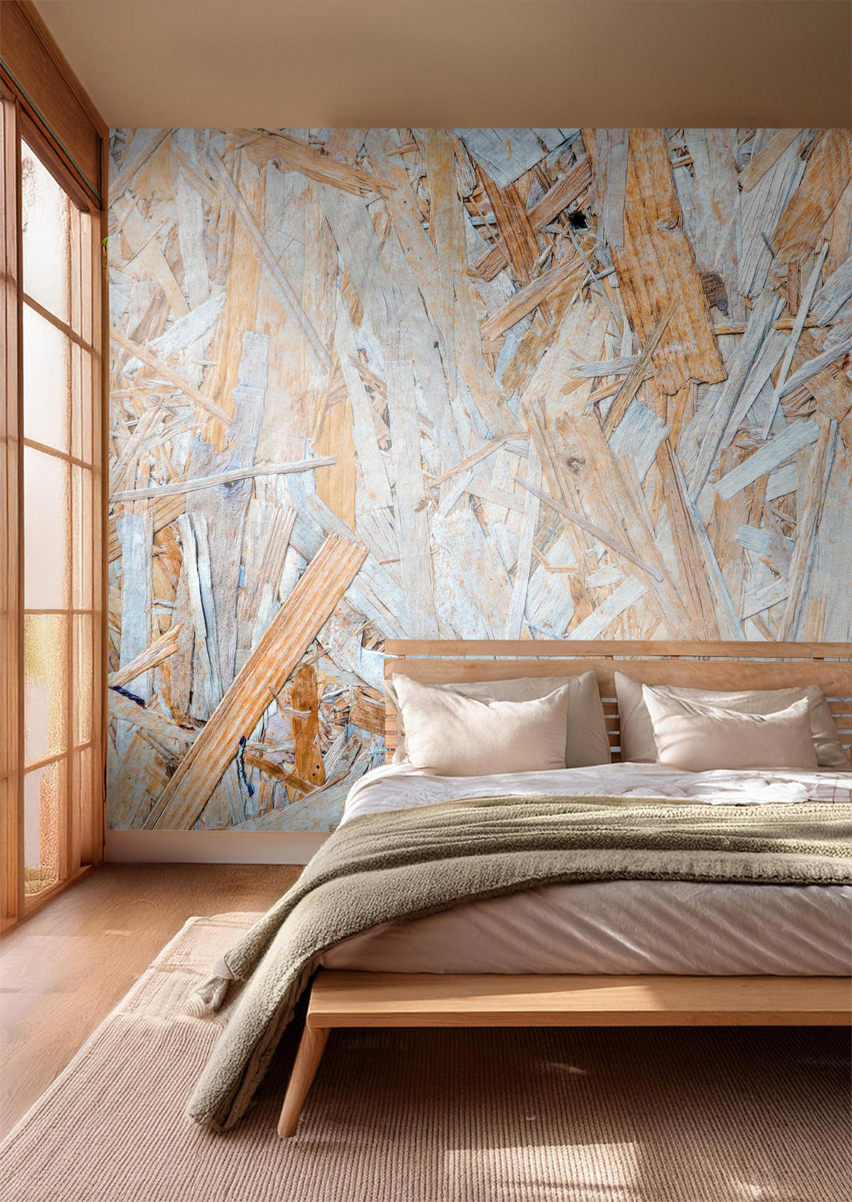 FOTOTAPETE Holz-Motiv 375 x 270 cm - Blau, Papier (375/270cm) - Sanders & Sanders