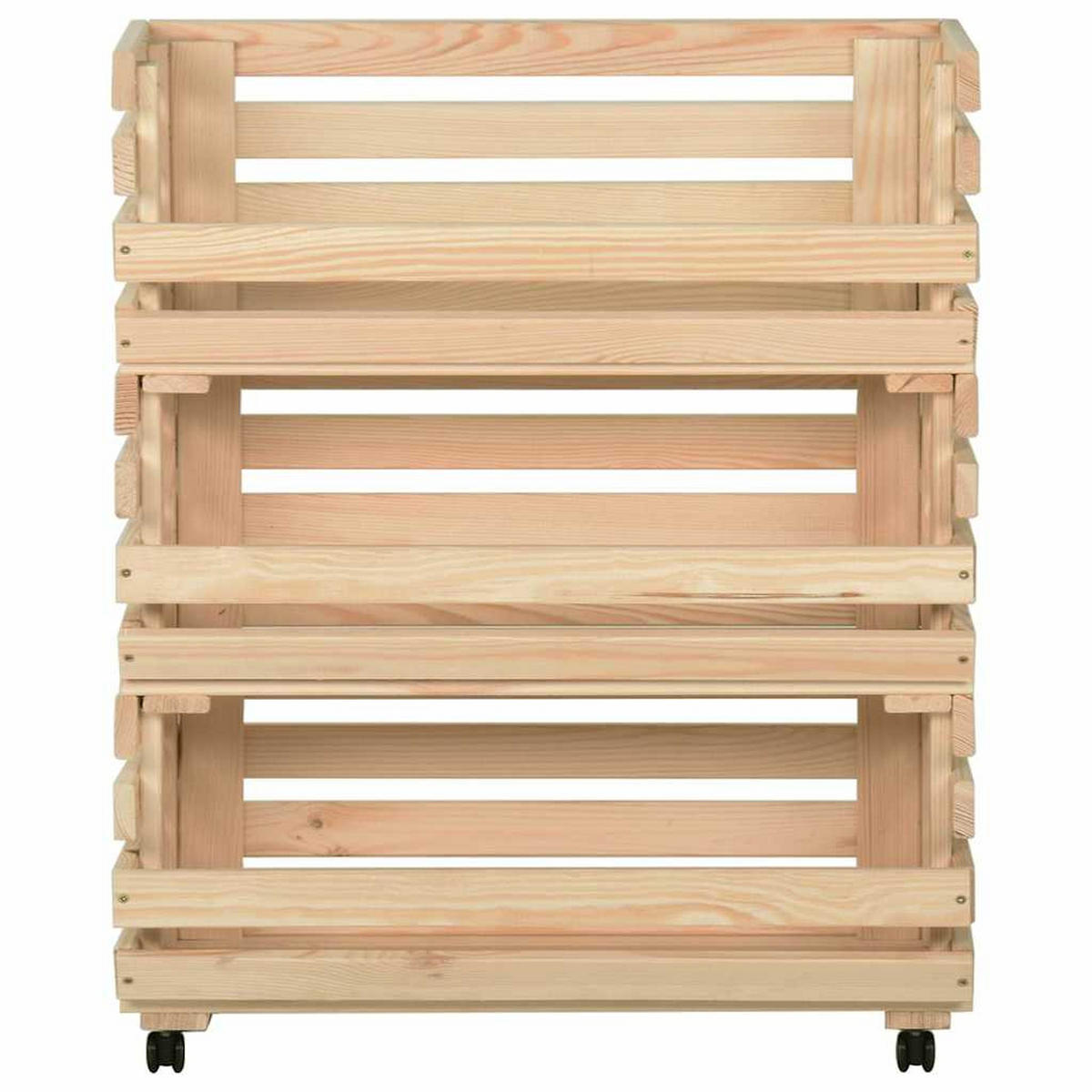 GEMÜSEWAGEN 77/30/80 cm Braun Massivholz Kiefer - Braun, Holz (30/80/77cm) - vidaXL