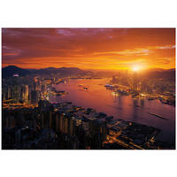 FOTOTAPETE Stadt Nachts Orange 350x250 cm - Multicolor, Papier (350/250cm) - Wallarena