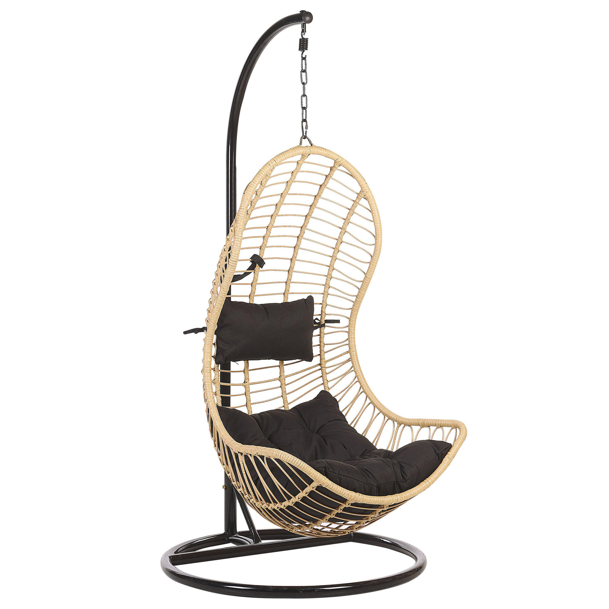 HÄNGESESSEL mit Gestell PE Rattan natürlich 97 cm Pineto - Beige, Kunststoff (80/199/97cm) - Beliani