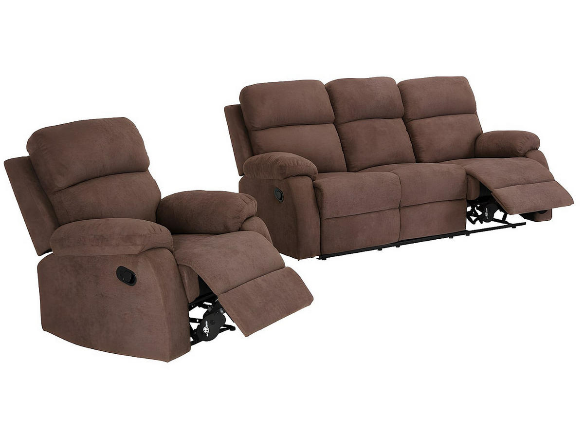COUCHGARNITUR mit Sessel - 4 Personen - Stoff - Braun - TOLZANO - Braun, Textil (201/100/96cm) - Vente-Unique