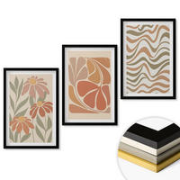 WANDBILDER 3er-Set - 40x60 cm Schwarzer Rahmen - Abstrakte Pastellblumen - Schwarz, Kunststoff (40/60cm) - ArtPrintCave