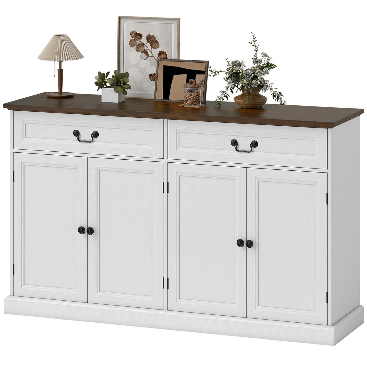 SIDEBOARD DE-11248 4 Türen Weiß/Braun - Weiß, Holzwerkstoff (140/85/40cm) - ComfortXL