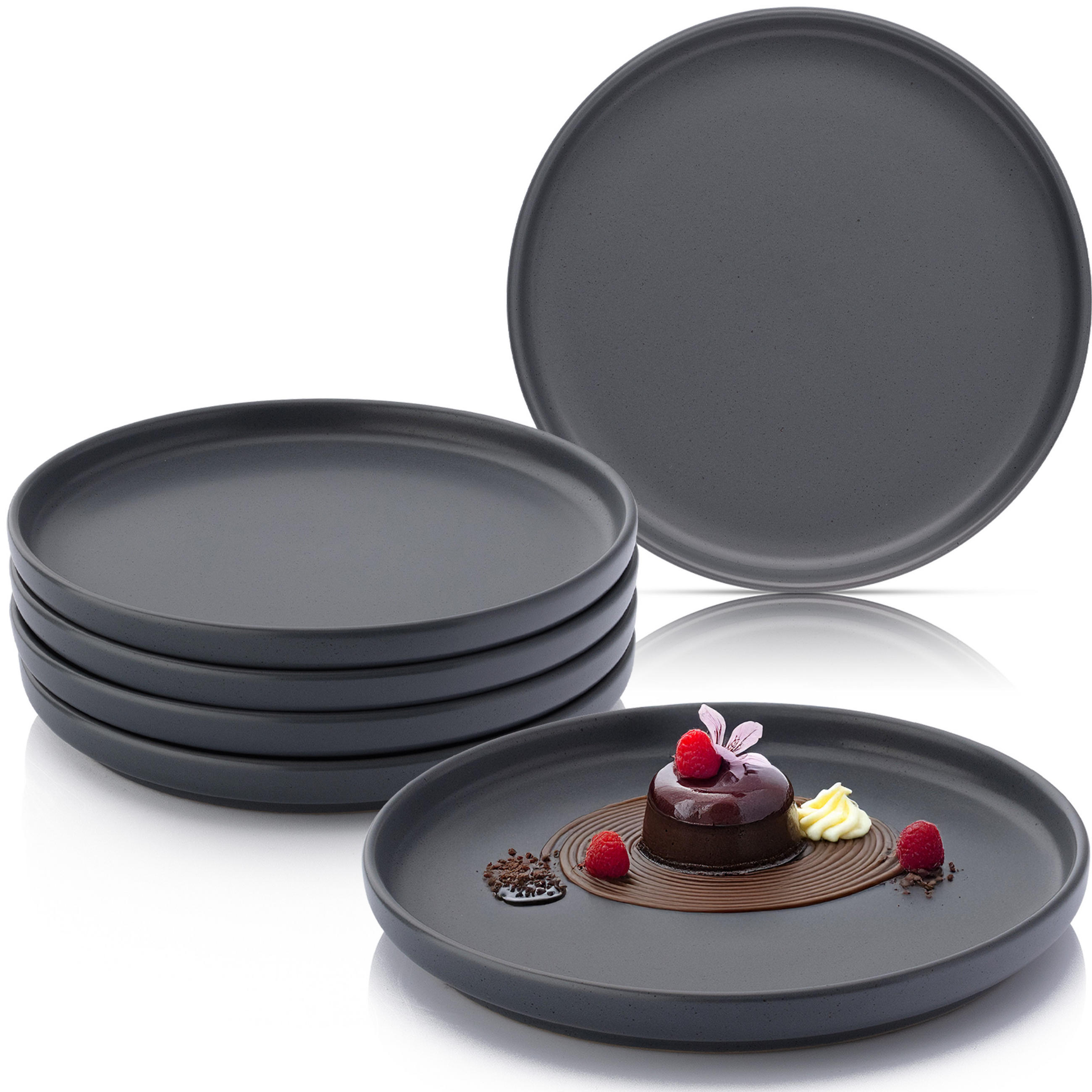 DESSERTTELLER LEEDS NIGHTSKY - 6 teilig aus Steingut - Dunkelgrau, Stein (20.5cm) - Sänger