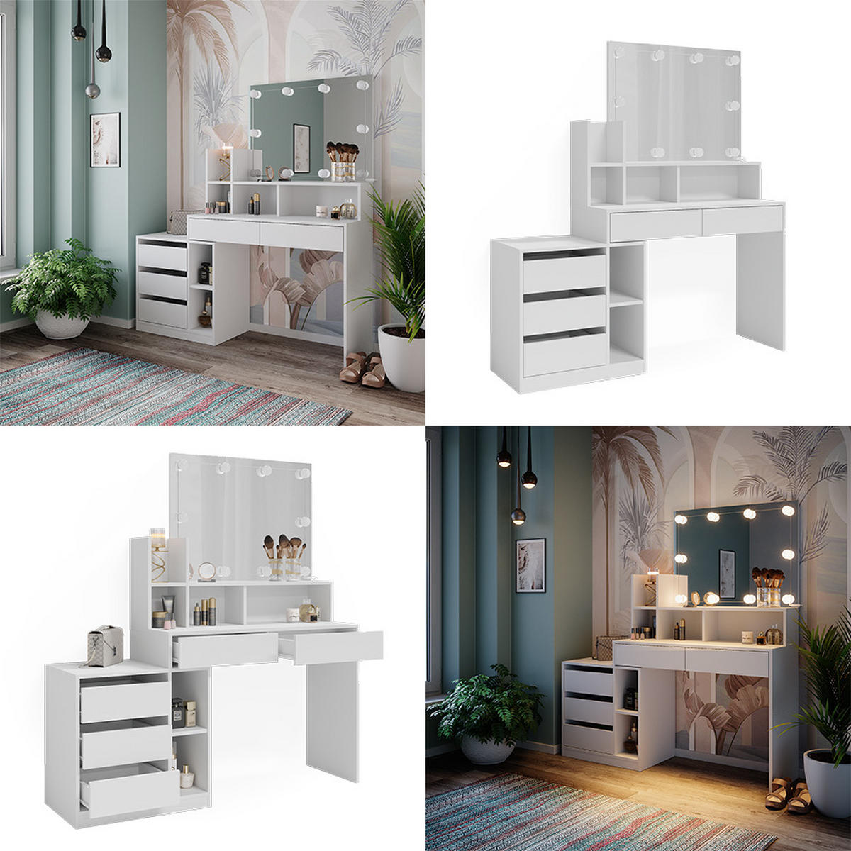 TOALETNÍ STOLEK Anja Bílá - bílá, kompozitní dřevo (139.8/115/40cm) - Vicco