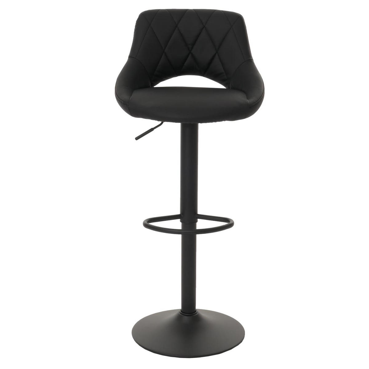 BARHOCKER 2er-Set gepolstert mit Lehne Sitzhöhe 60-82cm Fußablage drehbar Kunstleder Metall Schwarz - Schwarz, Kunststoff (47/107/44cm) - PROREGAL