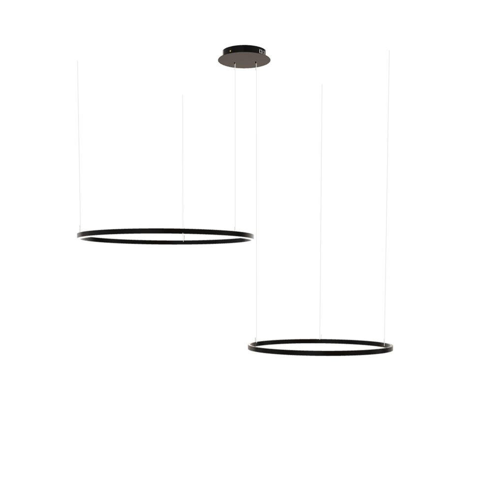 LED-HÄNGELEUCHTE 2er Ring Schwarz Ø 100 | 80cm - Schwarz, Metall (1.3/100/3.3cm) - s.luce