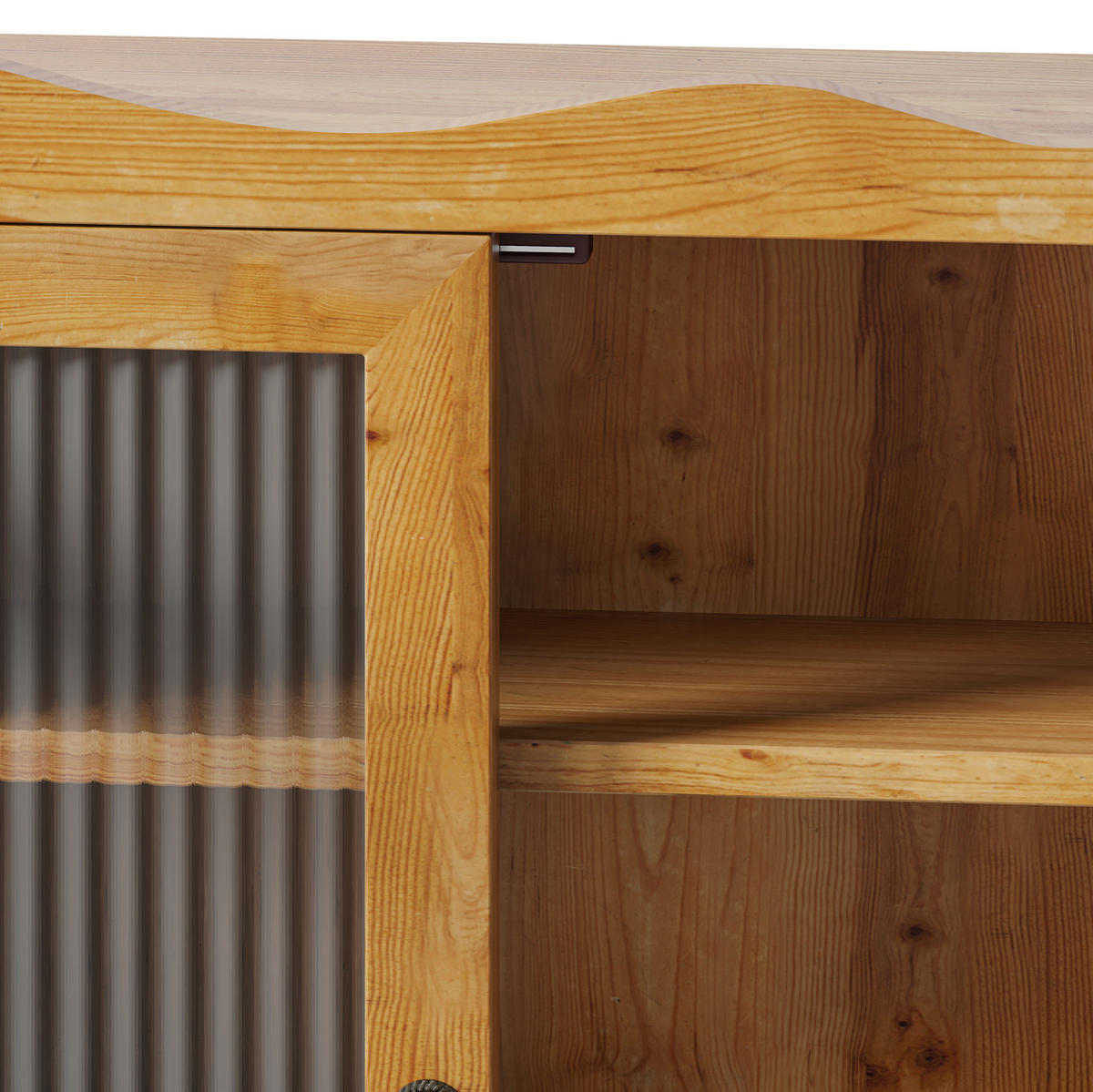 KÜCHENOBERSCHRANK 100/20/80 cm aus Massivholz und Glas mit 4 Türen und Hakenleiste Natur - Naturfarben, Holz (100/80/20cm) - Modenvie