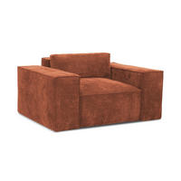 SCHLAFSESSEL Chenille Stoff Orange - Terra cotta/Schwarz, Holzwerkstoff/Kunststoff (157/81/113cm) - Makamii