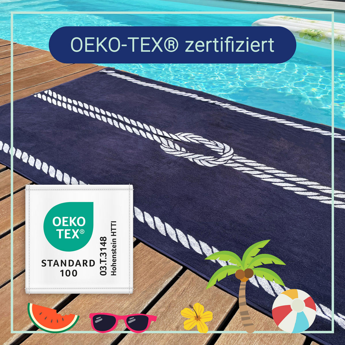 STRANDTUCH, 100x200 cm, 100% Baumwolle, Blau - Dunkelblau, Textil (100/200cm) - Zollner