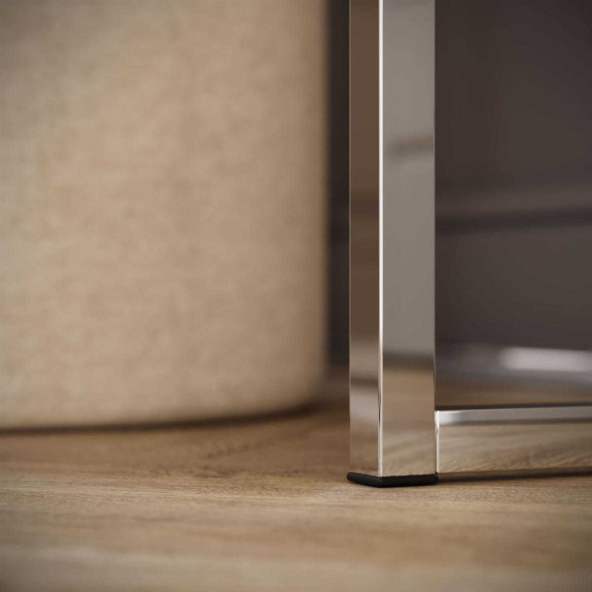 SCHMINKTISCH Blanco Glamour auf verchromtem Gestell mit LED-Spiegel silberner Griff - Kaschmir/Silberfarben, Holzwerkstoff (100/81/42cm) - Lookway