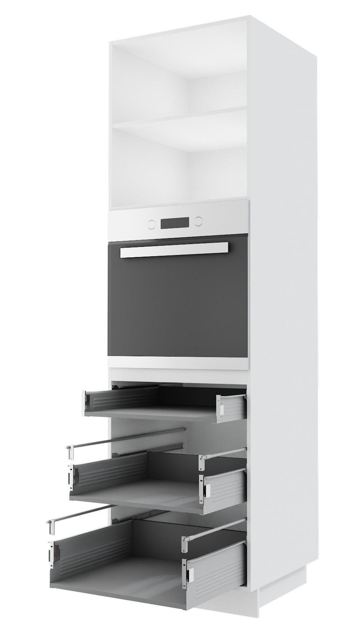 BACKOFEN-HOCHSCHRANK Kvantum D14/RU/3M Vanille Matt / Weiß Matt 60 / 59 / 207cm - Creme/Weiß, Holz/Holzwerkstoff (60/207/59cm) - Feldmann-Wohnen