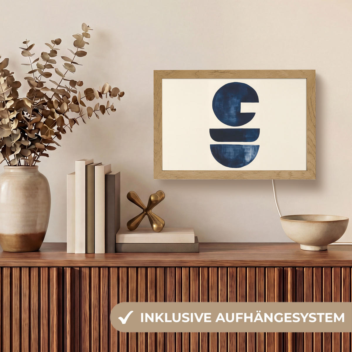 WANDLEUCHTE Formen - Blau - Abstrakt 30x20 cm - Dunkelblau, Holzwerkstoff (30/20/8cm) - OnlyWow