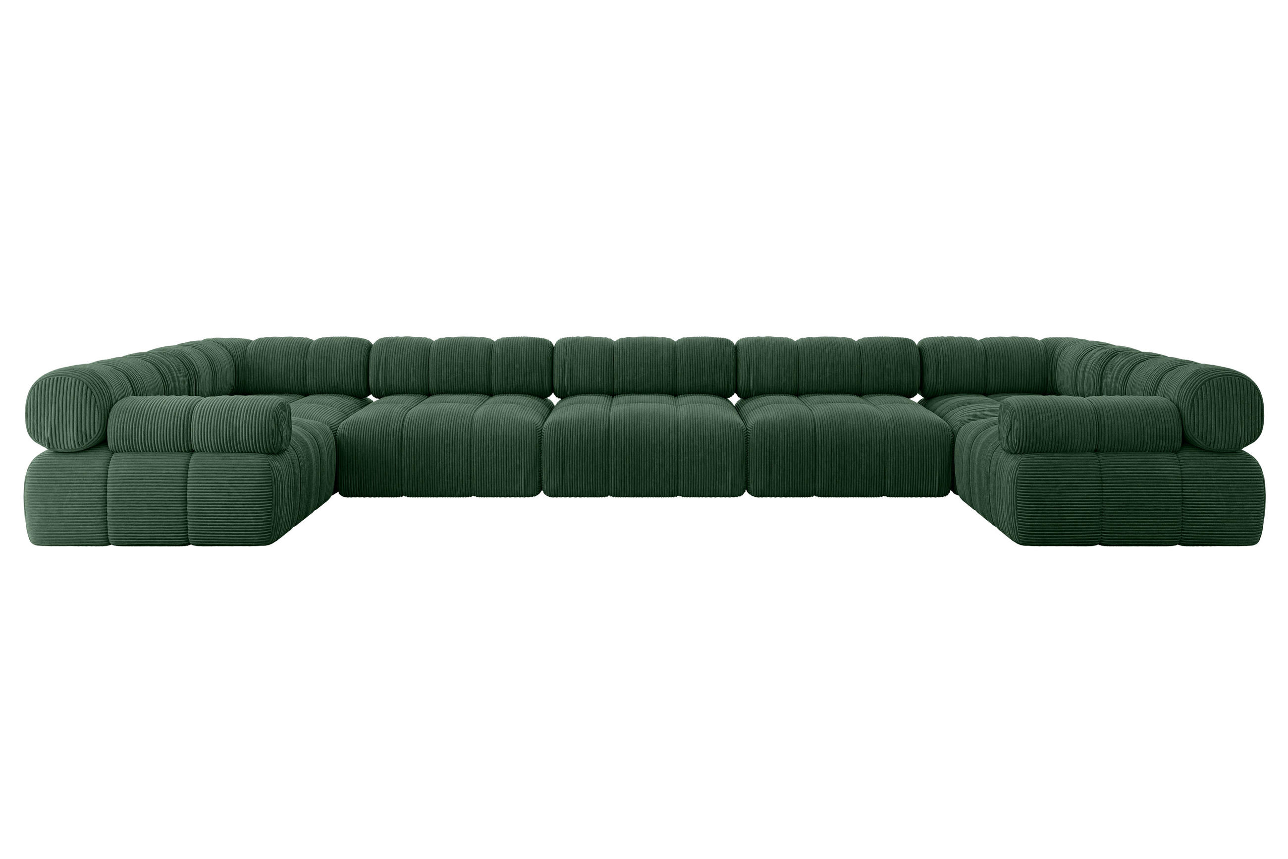 WOHNLANDSCHAFT modulares Sofa Birno-U3 - 475x190x70 cm Grün Cord - Grün, Holzwerkstoff/Textil (475/70/190cm) - ALTDECOR