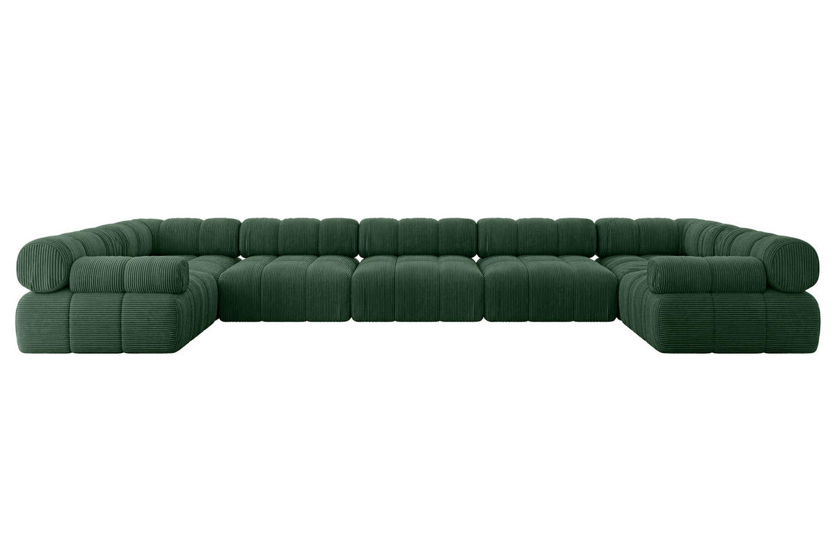 WOHNLANDSCHAFT modulares Sofa Birno-U3 - 475x190x70 cm Grün Cord - Grün, Holzwerkstoff/Textil (475/70/190cm) - ALTDECOR