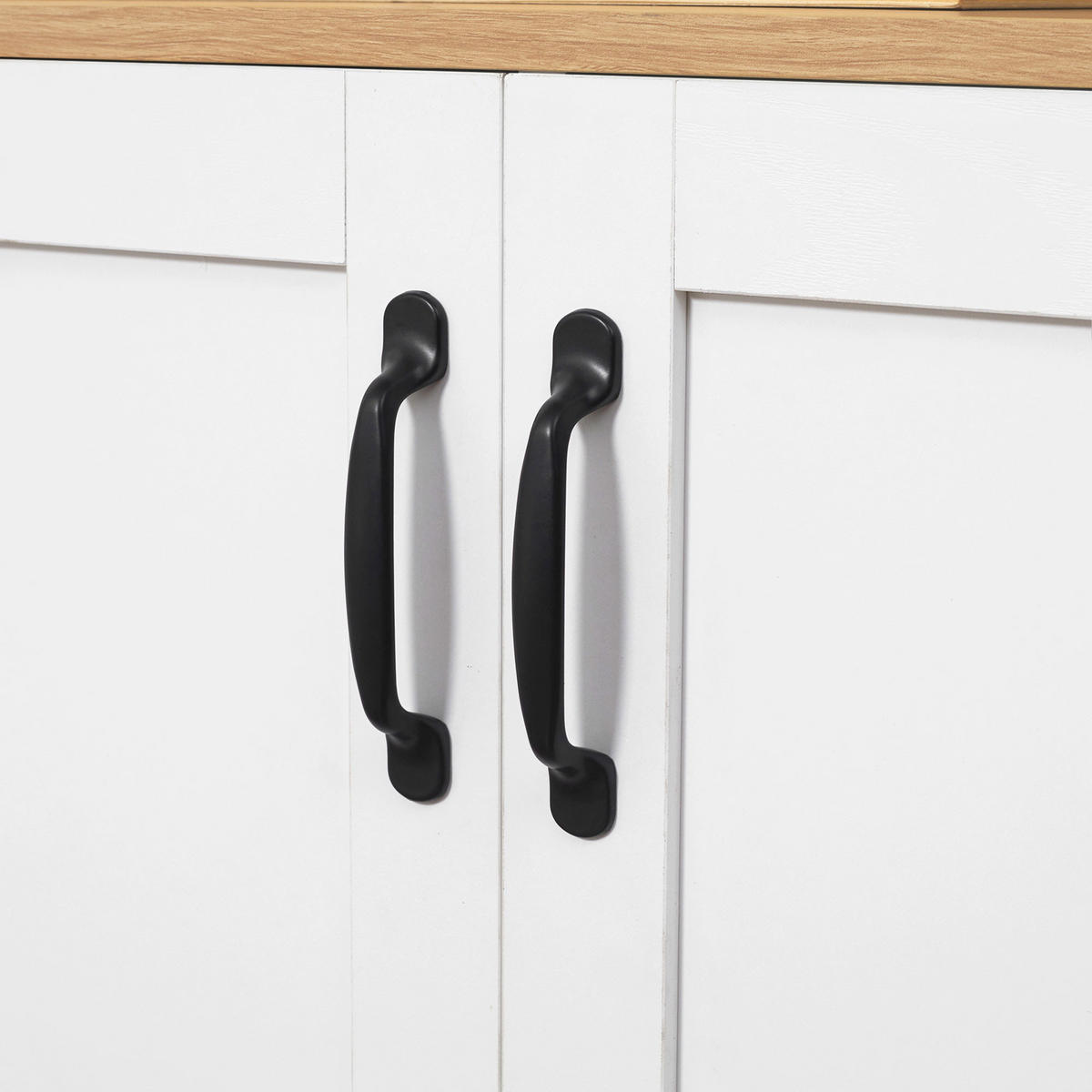 SIDEBOARD DE-11031 2 Türen Weiß/Holzoptik - Weiß, Holzwerkstoff (90/88/39.5cm) - ComfortXL