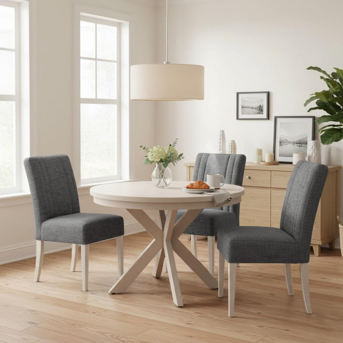 STUHL FREYA mit kaschmirfarbenen Holzbeinen, Polsterstuhl, Dunkelgrau - Kaschmir/Dunkelgrau, Holz (47/94/42cm) - Beautysofa