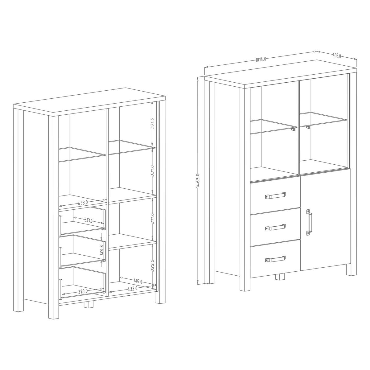 VITRINE in Braun - Braun, Holzwerkstoff (101/146/43cm) - MASSENO