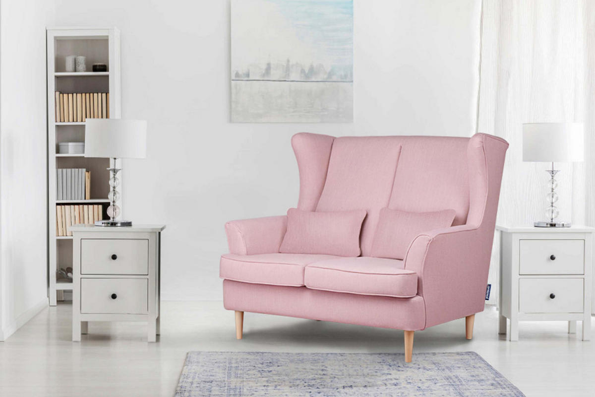 DOPPELSESSEL STRALIS Klassische Stil, Rosa - Pink, Textil (136/106/96cm) - KONSIMO®