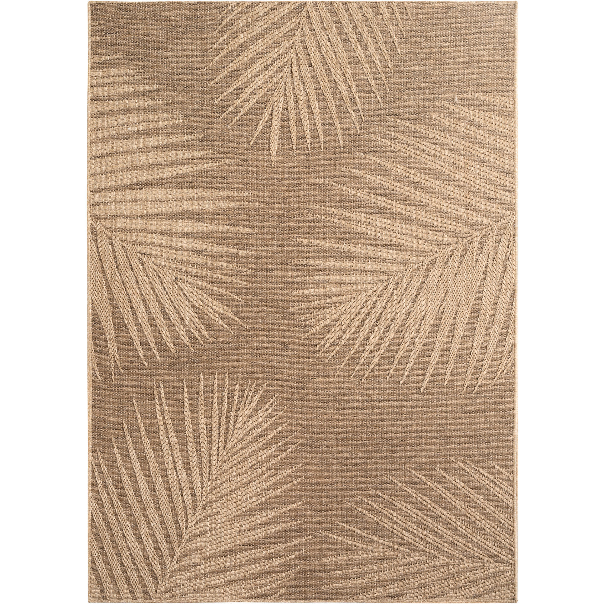 TEPPICH In-/Outdoor Jute-Optik Flachgewebe Blattmuster Polypropylen Braun Rechteckig 240x340 - Braun, Textil (240/340cm) - KADIMA DESIGN