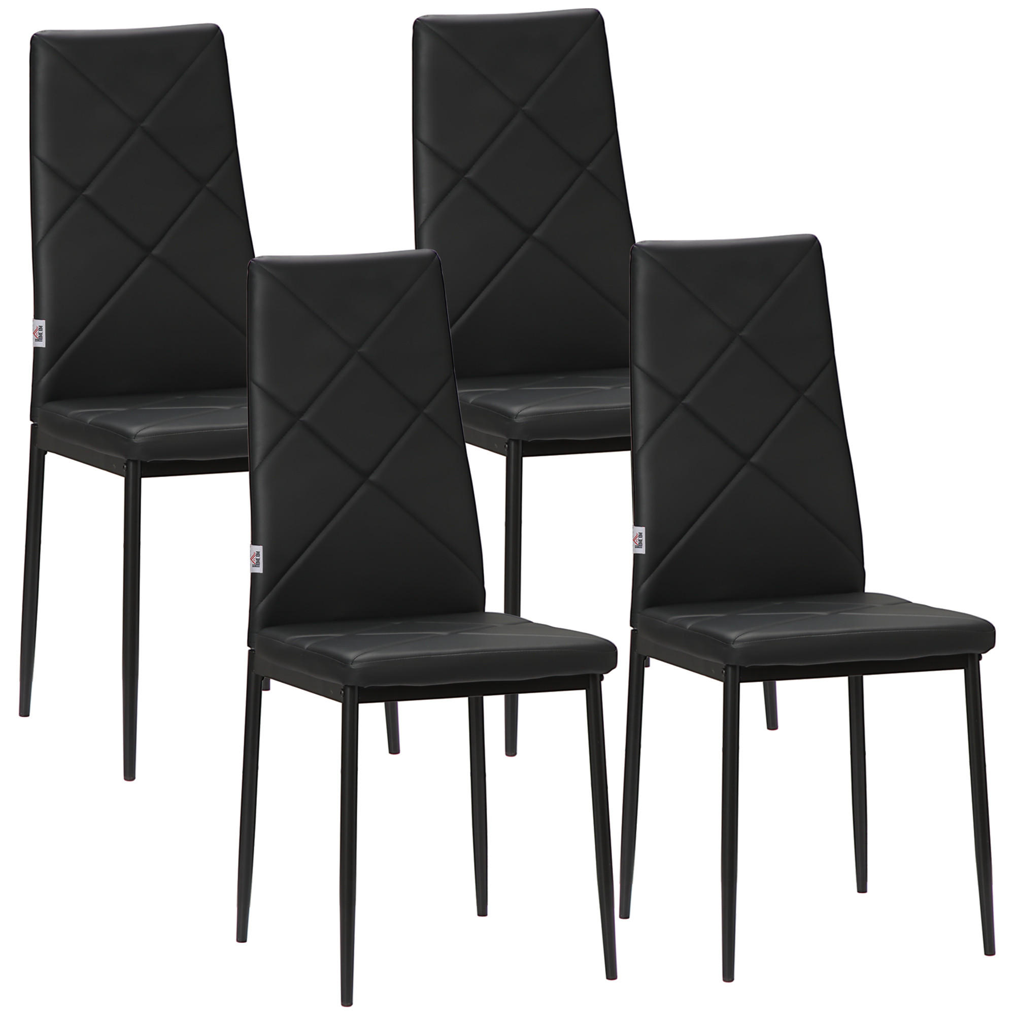 ESSZIMMERSTÜHLE Kunstleder Stahl Schwarz - Schwarz, Kunststoff (50/97/41cm) - HOMCOM