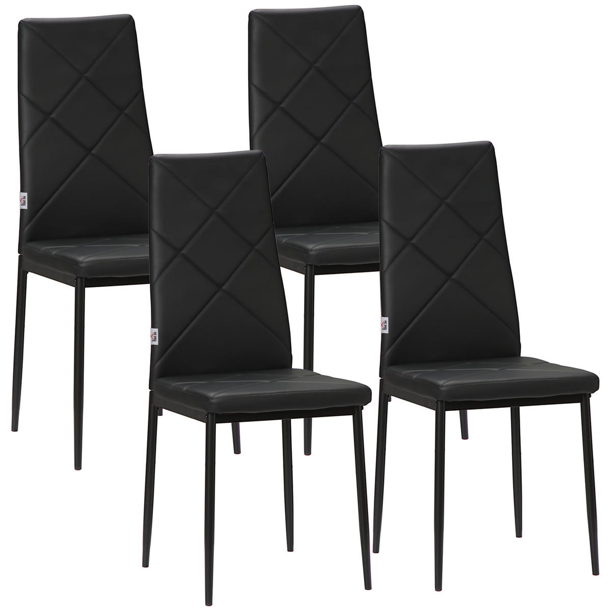 ESSZIMMERSTÜHLE Kunstleder Stahl Schwarz - Schwarz, Kunststoff (50/97/41cm) - HOMCOM
