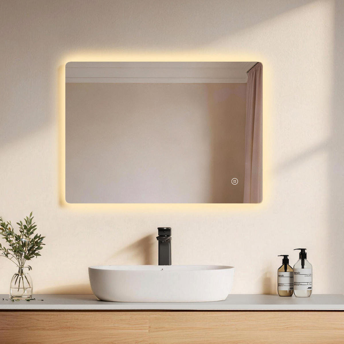 BADSPIEGEL mit Touch-Bedienung Beleuchtung Rechteckig 70/50 cm - Weiß, Glas (50/3/70cm) - EMKE