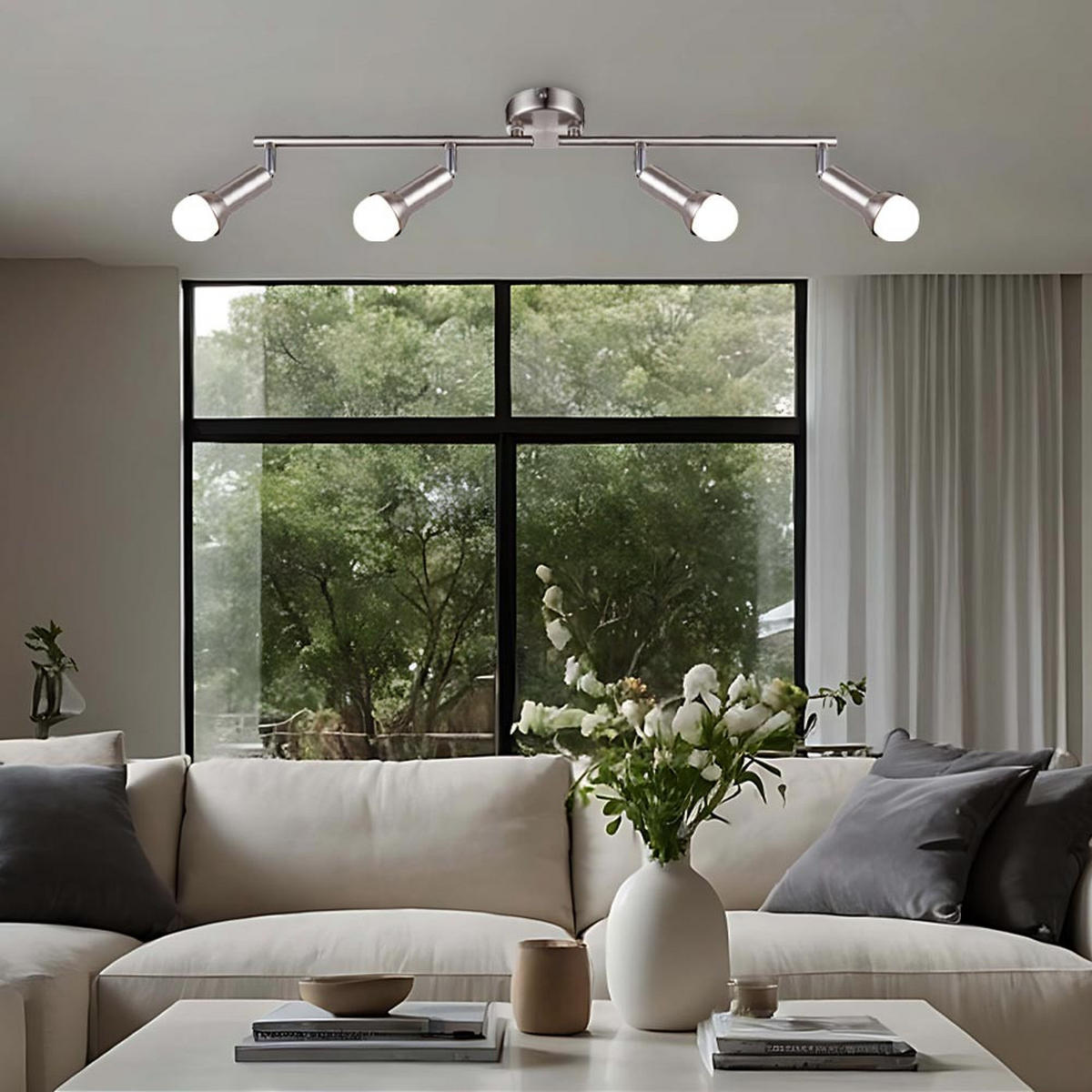 LED DECKENLEUCHTE KIMBERLY Silber matt Chrom - Silberfarben, Metall (60/8.5/19cm) - Globo Lighting