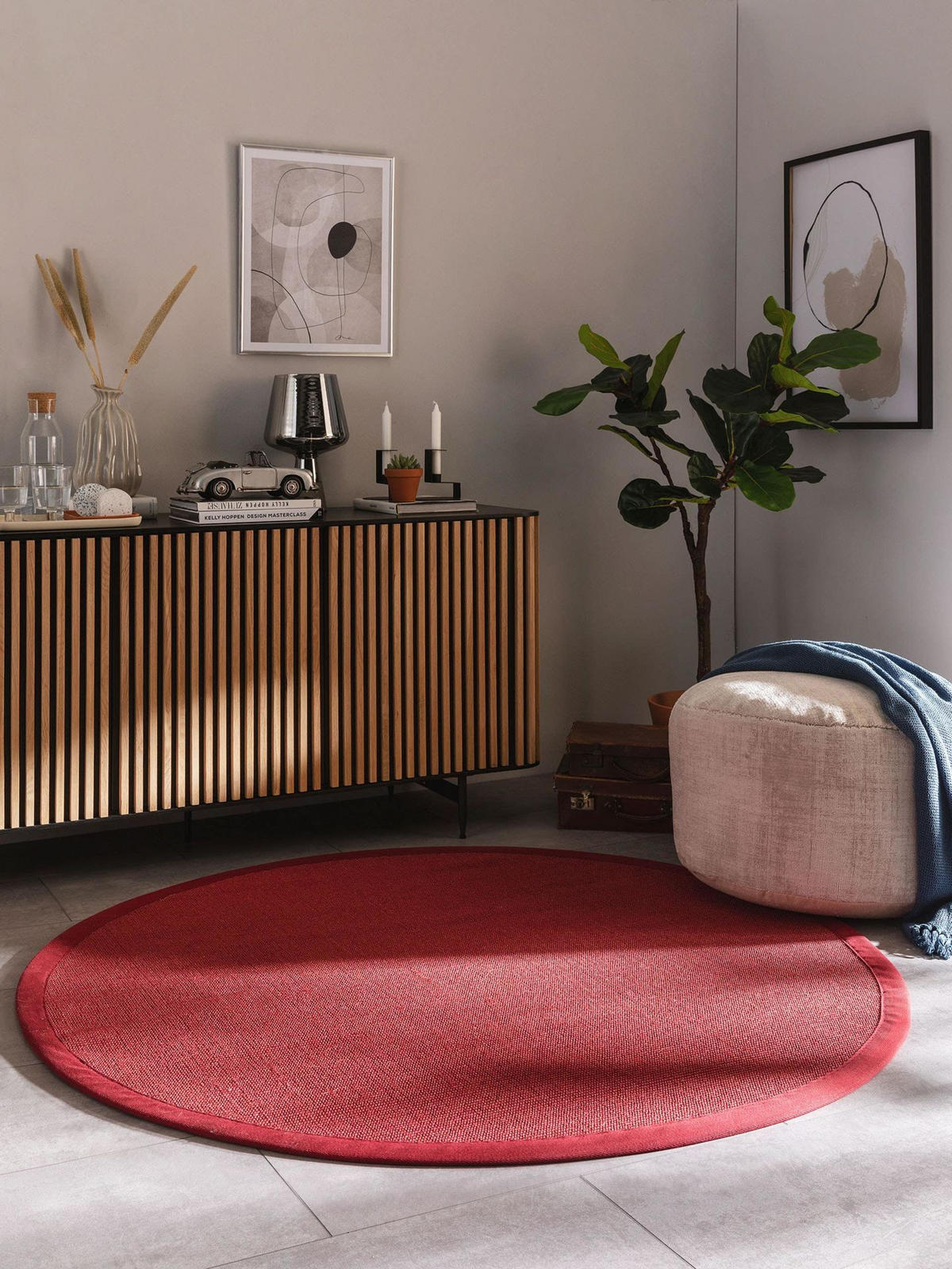 SISALTEPPICH Sana Rot ø 200 cm rund - Rot, Naturmaterialen (200/1cm) - KUNSTLOFT