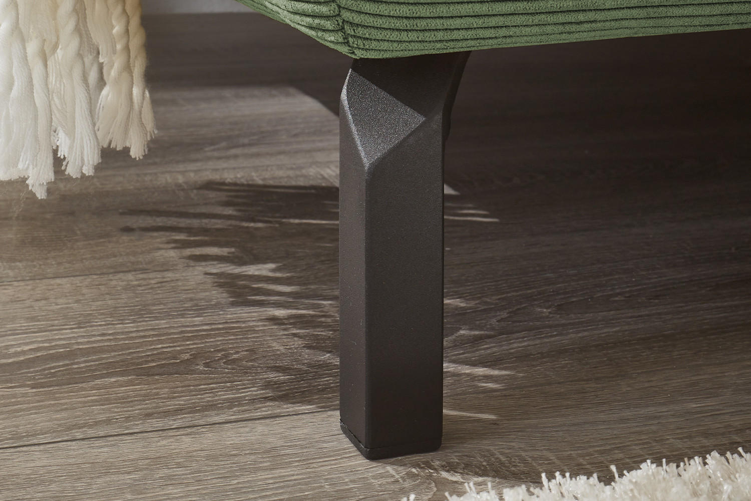 ECKSOFA DELIA Grün Cord - Schwarz/Grün, Textil/Metall (276/219cm) - KAWOLA