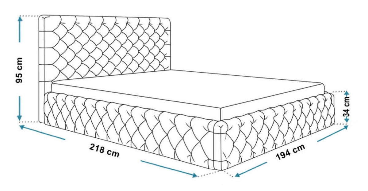 BETT Blau SIM 8 180x200 cm - Blau/Schwarz, Kunststoff/Textil (180/200cm) - Sepro Meble