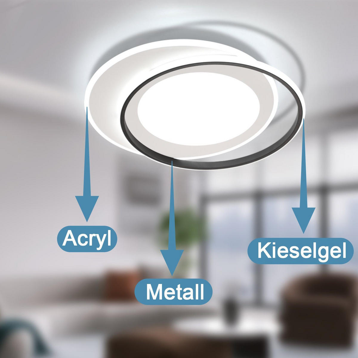 LED-DECKENLEUCHTE Sonnensystem 48.5/47.5/7 cm - Schwarz/Weiß, Kunststoff (48.5/47.5/7cm) - Nettlife