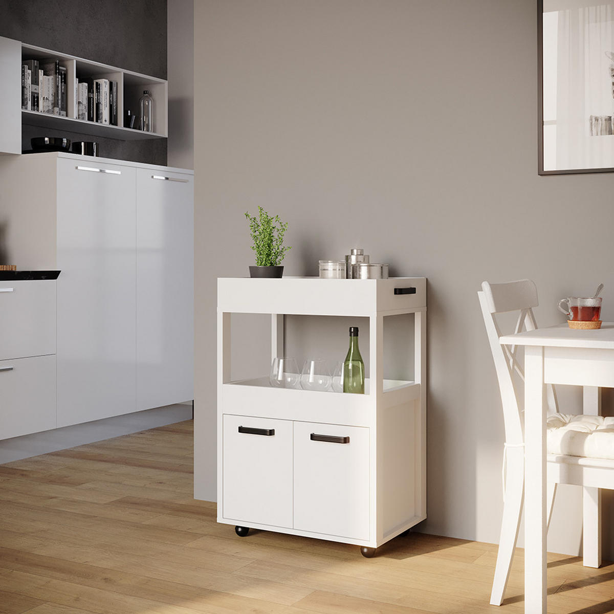 POJÍZDNÝ KONTEJNER Simon Bílá - bílá, kompozitní dřevo (60/88.7/40.2cm) - Vicco